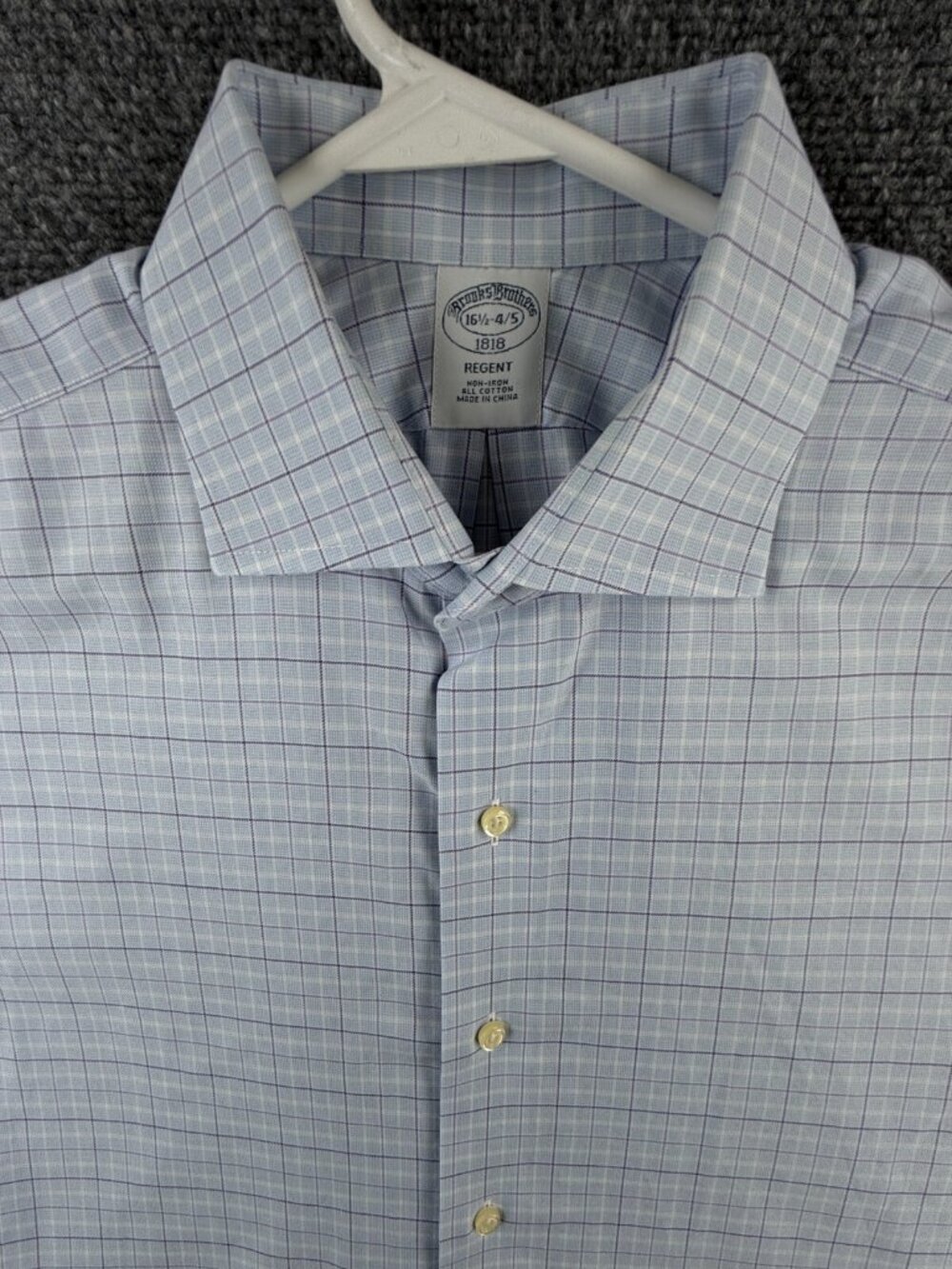 Brooks Brothers Regent 16.5 34/35 Non Iron Cotton Button Up Shirt Purple Blue
